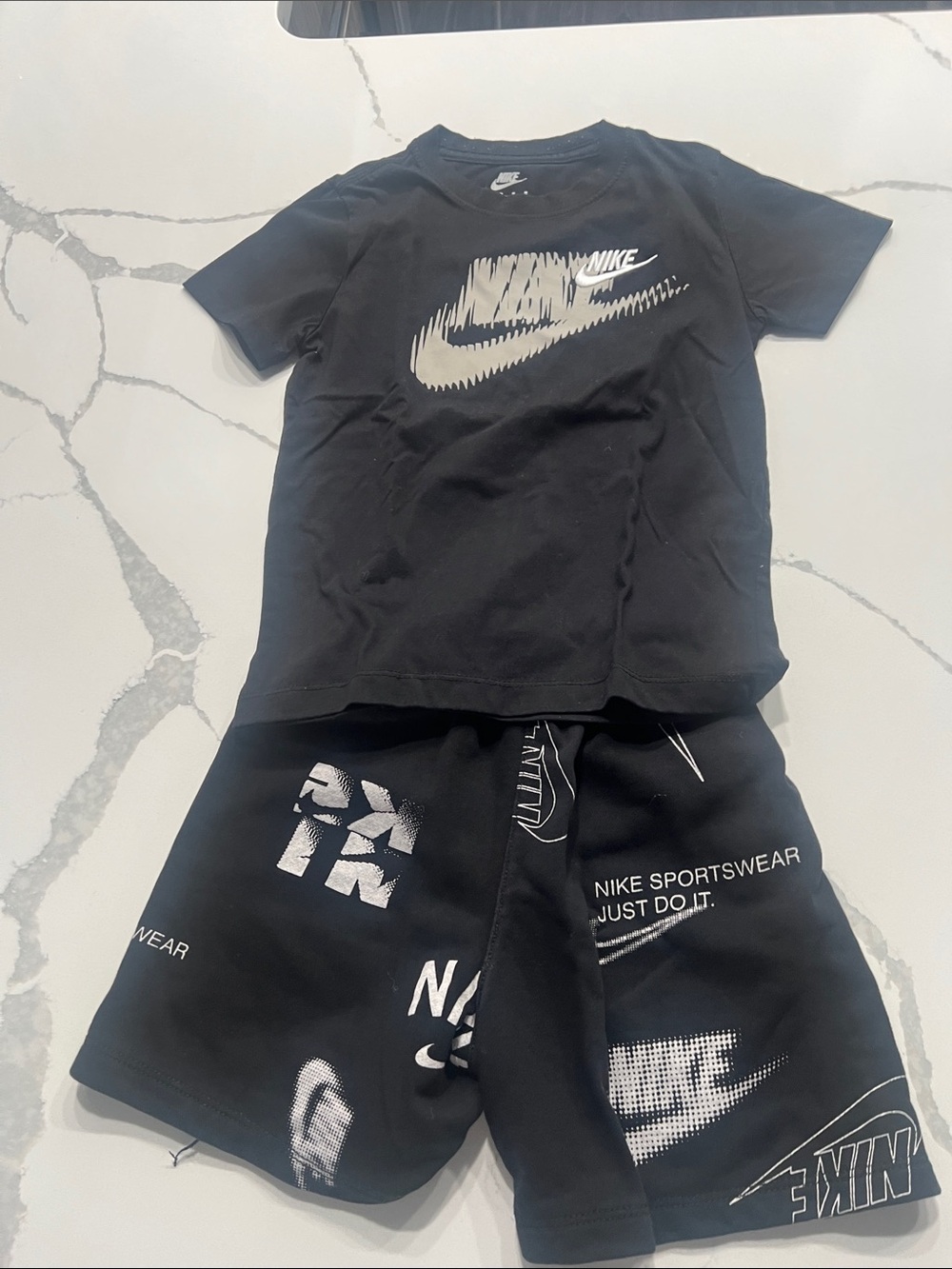 Nike Black Shorts and t-shirtwith White Logo Graphics - Picture 2 of 4